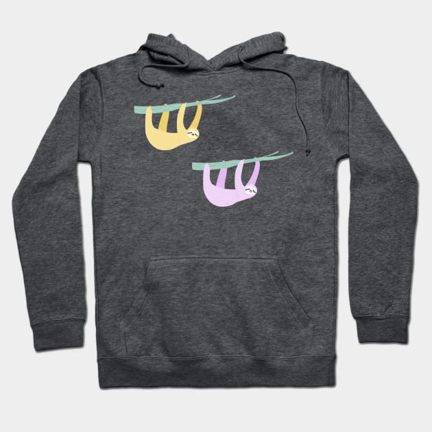 Purple and Yellow Hanging Sloths Hoodie by Vaeya